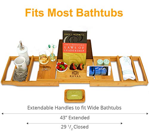 2-in-1 Bathtub Caddy & Bed Tray With Free Soap Holder in a Gift Box Premium  Natural Bamboo READY TO SHIP 
